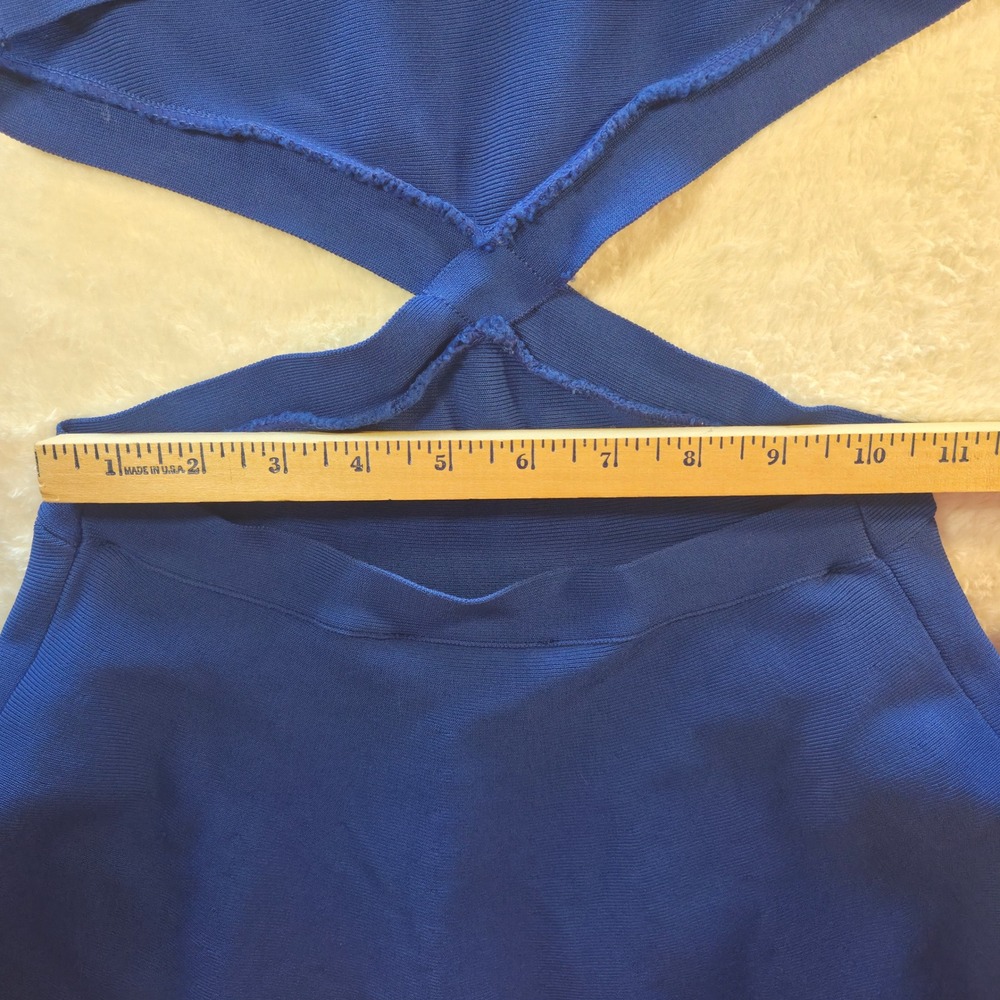 BCBGMAXAZRIA Royal Blue Bandage Cutout Mini Dress XS Crisscross A-Line Cocktail - Picture 8 of 12